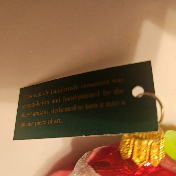 hand painted mouth blown glass santa w/ a bag of toys ornament made in Poland - Picture 7 of 7